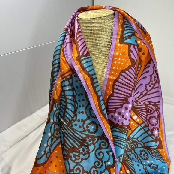 Glentex vintage butterfly silk blend scarf in rare novelty pattern - Picture 7 of 13